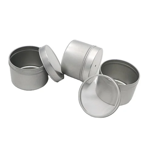 Clear Top Round Tin Box for Storage Luxury Empty Aluminum Alloy Tea Storage Metal Can Empty Tin Candle Jar