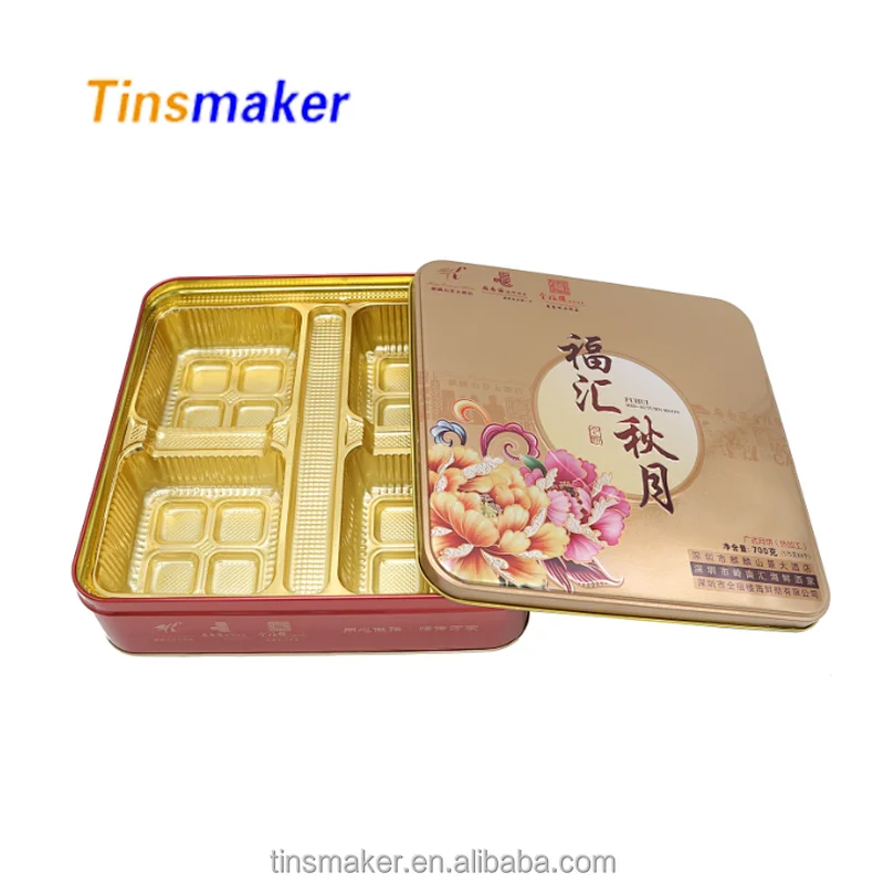 custom big square biscuits tin box moon cake metal boxes