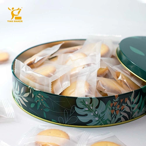 OEM Custom Embossed Danish Butter Window Metal Round Can Biscuit Cookies Cake Gift Metal Tin Plate Boxes Wholesale  Christmas