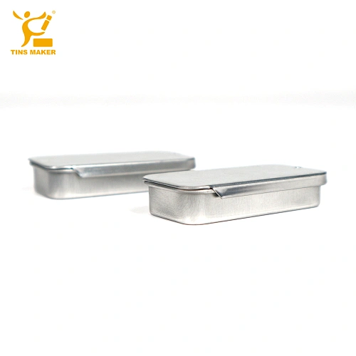 Empty Mini Child Proof Custom Rectangle Gold Sliver Cosmetic Small Lip Plumper Balm Siding Lid Metal Can Container Tin Box