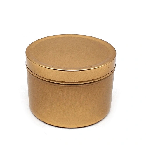 Factori 8Oz Flat Lid Matte Black Gold Sliver Metalcandle Tin