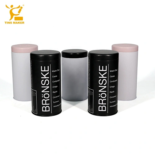 Custom Printed Packaging Bulk Round Airtight Canister Matcha Tea Coffee Tin Can