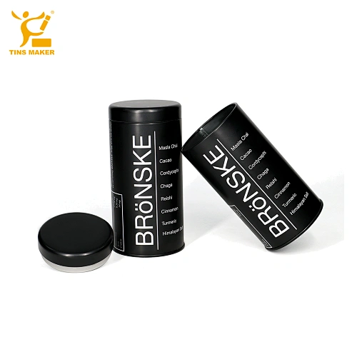 Recyclable Round Metal Black 4Oz 250G Big Canned Grind Coffee Bean Candy  Candle Can Valve Tin Tea Case Tins Jar Box Caniste