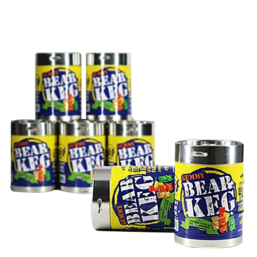 Wholesale printing design food grade  round tins custom candy gummy bears  tin can biscuits metal tins container with lid
