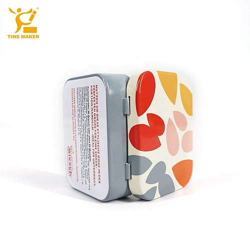 small rectangle tin box with custom logo hinged flip lid tin box with custom printing metal box