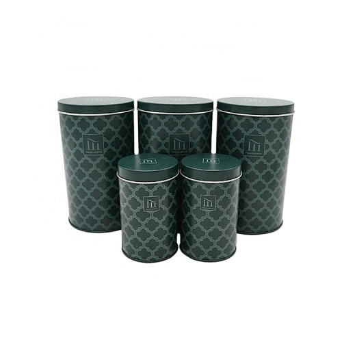 Custom printing cylinder tea tin box container wholesale black round empty metal tea tin can