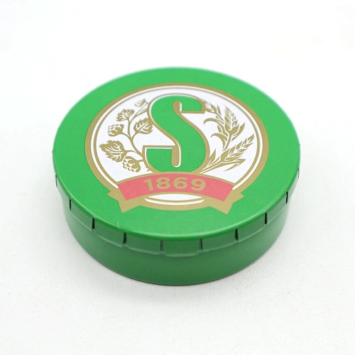 OEM Click Clack lid  jar round tin can packing with the push and pop lid snacks used metal box