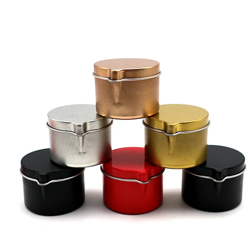 Hot Selling Gift and Craft  2oz 4oz round shape Spout Candle Tin Box Can With Pour Spout and Lid