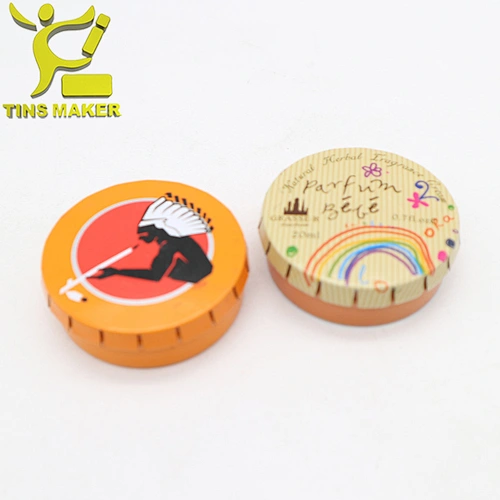 Wholesale Custom Printed Logo Metal Mint Candy Gum Sugar Small Mini Round Shaped Click Clack Tin Box Can For Food  Packaging