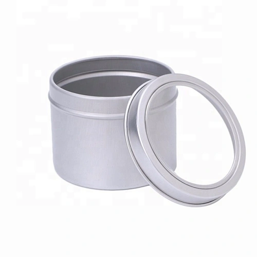 Cosmetic Pots Container Cosmetic Jar Empty Aluminium Jar Tins Clear Top View Window Tin Can Aluminum Gift & Craft Round 0.23mm
