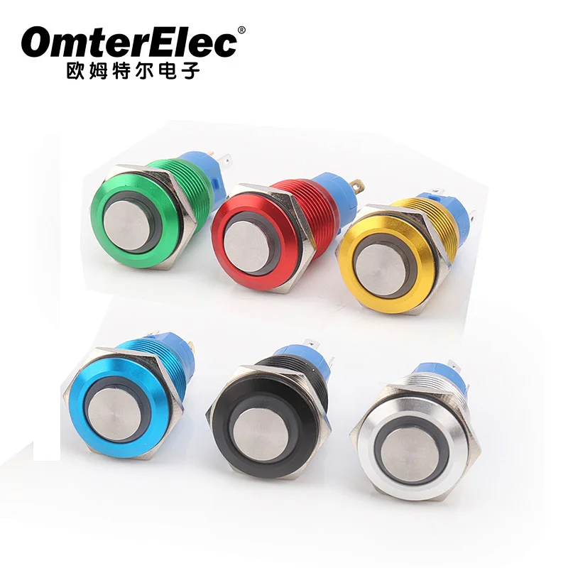 16FMM color ring anodized metal momentary switch