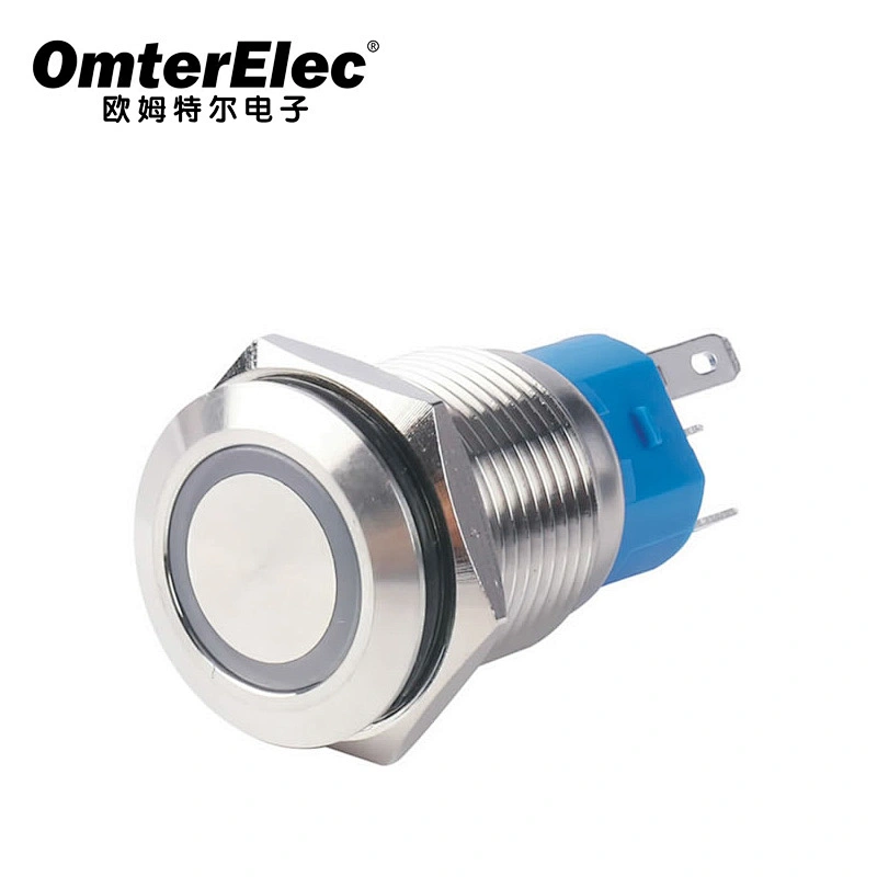 16F Flat head ring type with light 16mm panel mount on off switch