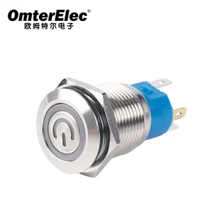 16F Flat Head Ring Type Power Lamp 16mm metal button