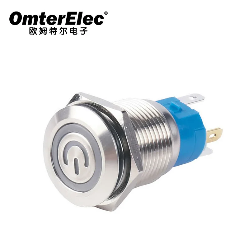 16F Flat Head Ring Type Power Lamp 16mm metal button