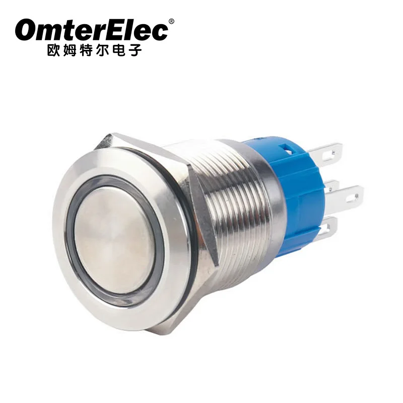 19C single pole ring type with light latching Metal Push button switch
