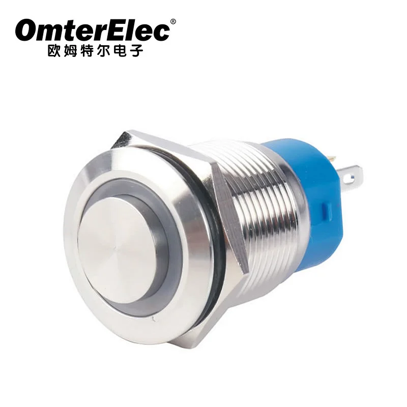 19F high head ring type Gold plated pin, Momentary/Latching metal push button switch