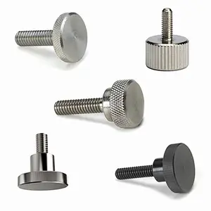 Custom aluminum long captive thumb screw knob stainless steel round knurled head thumb bolt decorative brass knurled thumb screw