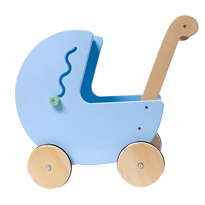 Amazon hot seller MOOKIDS cute Wooden toys Blue Multifunctional cart walkers baby ride on car educational toys for children