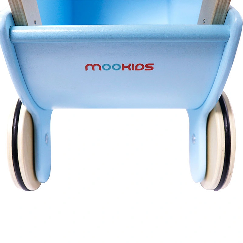 Amazon hot seller MOOKIDS cute Wooden toys Blue Multifunctional cart walkers baby ride on car educational toys for children