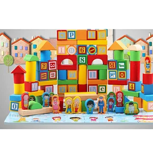 130pcs Numbers Family Animals Intellect Wooden Building Blocks Education Wooden Blocks Toy Game
