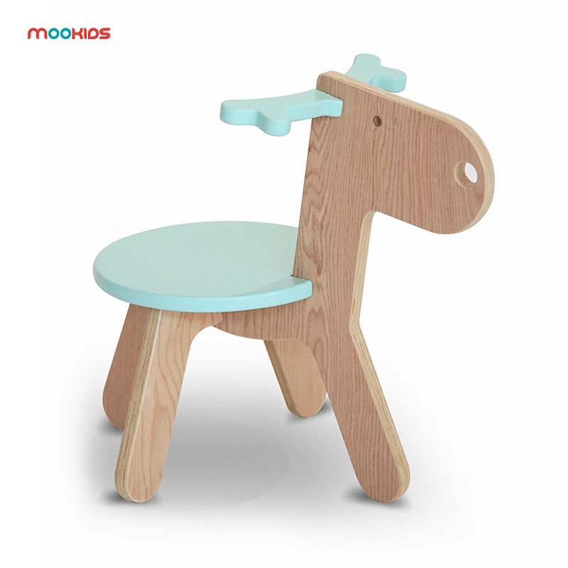 Child Toddler Wooden Cartoon Animal Chairs Wooden Stools Baby Room Preschool Playroom Seat Chair