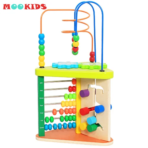 Amazon Top Seller Wooden Kindergarten Early Education Splicing Game Triangle Beads Coaster Monessori Toys for Children
