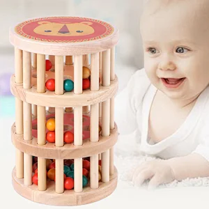 Baby Rattles Sets Wooden falling beads baby early learning educational grasping rattle roller eyesight the pursuit of training
