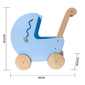 Amazon hot seller MOOKIDS cute Wooden toys Blue Multifunctional cart walkers baby ride on car educational toys for children