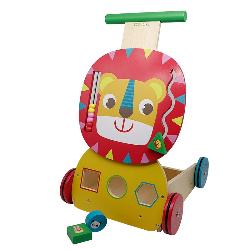 Shape matching lion cute Cartoon children wooden Walker