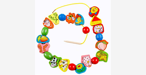 Wooden Lacing Stringing Fruit Animals String Beads Matching Games Toy ...