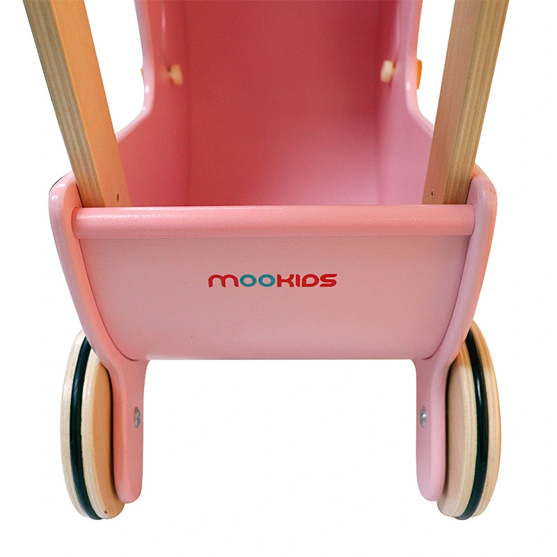 MOOKIDS cute Wooden toys pink Multifunctional cart walkers baby ride on car educational toys for children