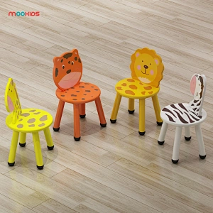 Living Room Kids Chair Toddler Chair Wooden Animal Cartoons 4 Chairs Seat And Round Square Table