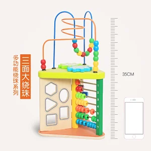 Amazon Top Seller Wooden Kindergarten Early Education Splicing Game Triangle Beads Coaster Monessori Toys for Children