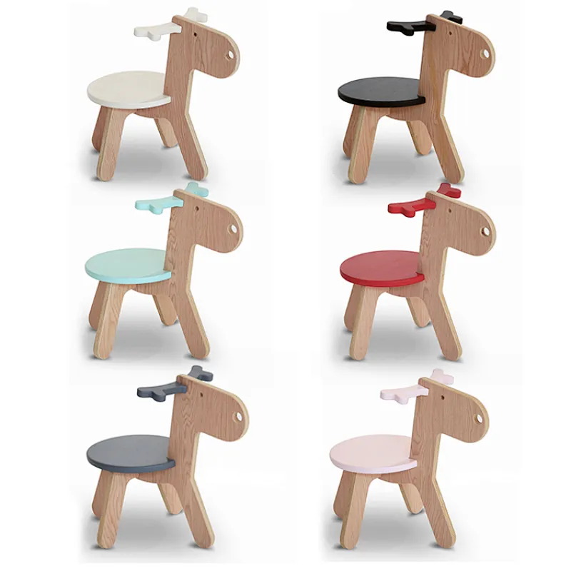 Child Toddler Wooden Cartoon Animal Chairs Wooden Stools Baby Room Preschool Playroom Seat Chair