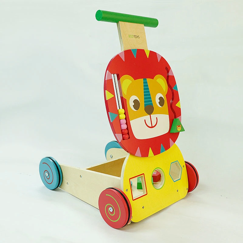 Shape matching lion cute Cartoon children wooden Walker