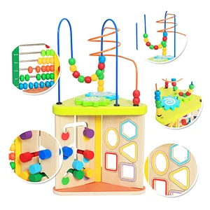 Amazon Top Seller Wooden Kindergarten Early Education Splicing Game Triangle Beads Coaster Monessori Toys for Children