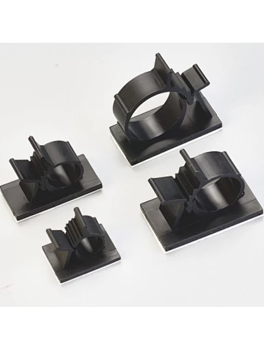 Self-adhesive adjustable cable clamp