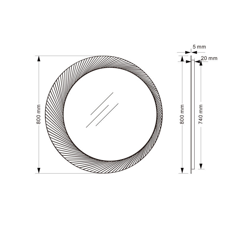 Mosmile Hotel Round Defogging Wall LED Bathroom Mirror