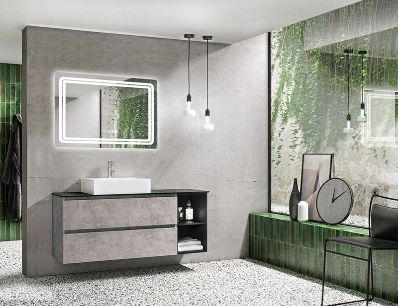 Mosmile Wall Hotel Bathroom Mirror with LED Backlit Light