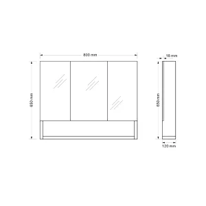 Mosmile 3 Door Bathroom Mirror Cabinet without LED