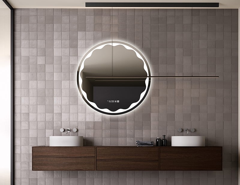 Mosmile 800mm Wall Hotel LED Round Weather Bathroom Mirror