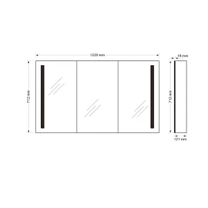Mosmile 3 Door Wall LED Light Bathroom Mirror Cabinet