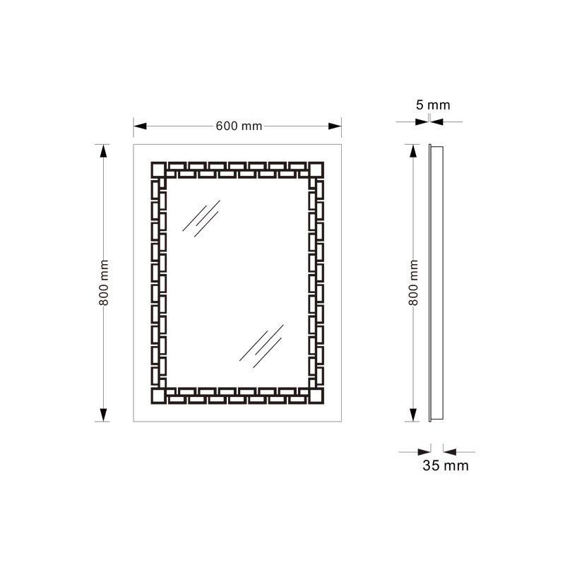 Mosmile Rectangle LED Illuminated Light  Anti-fog Bathroom Mirror
