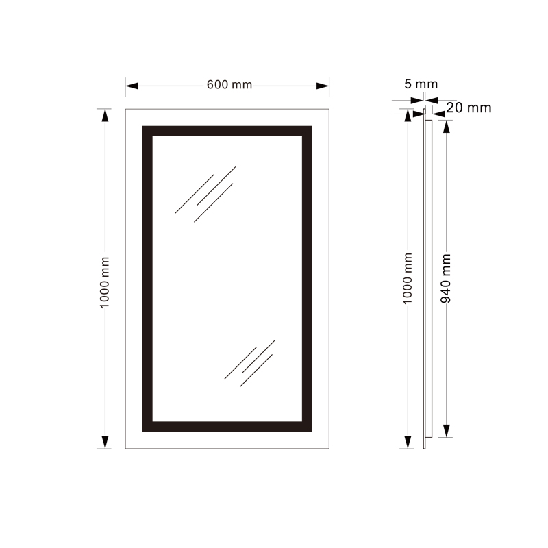 Mosmile Wall Rectangle Defogging LED Lighted Bathroom Mirror
