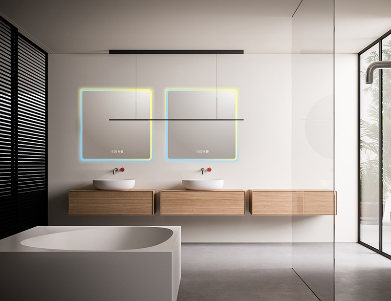 Mosmile Square Anti-fog Dimming LED Light Wall Bathroom Mirror