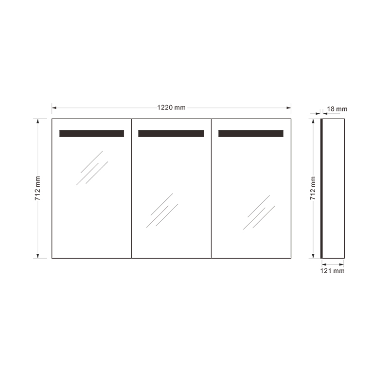 Mosmile Dimming 3 Door LED Lights Bathroom Mirror Cabinet