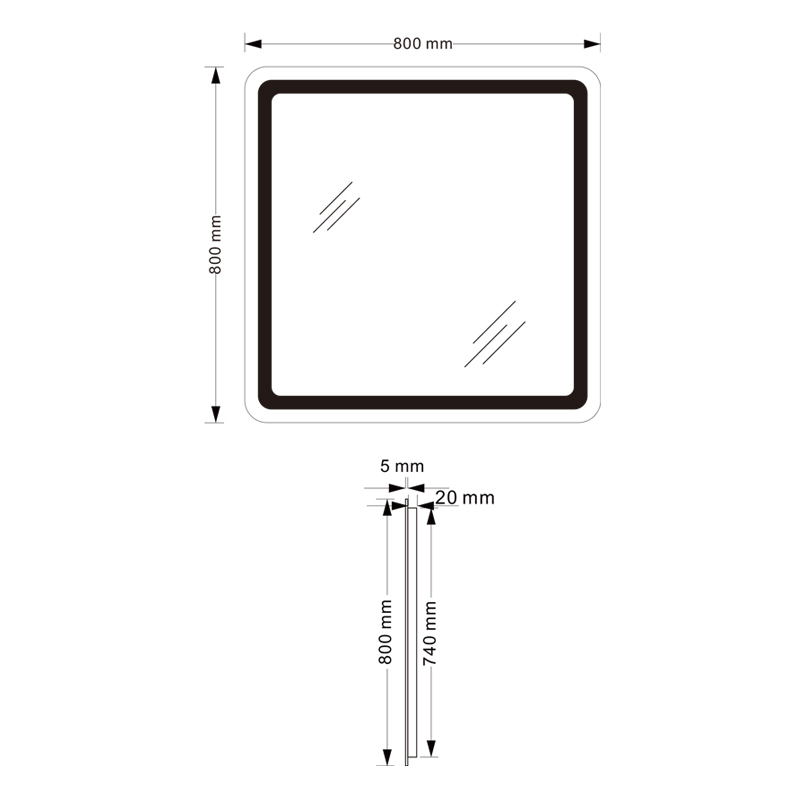 Mosmile Hotel Square LED Wall Hanging Anti-fog Bathroom Mirror