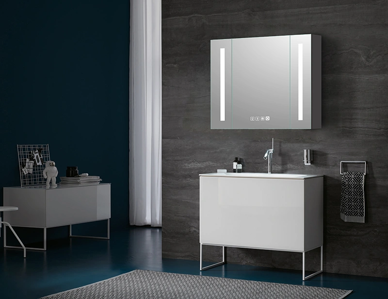 Mosmile Time Dispaly LED Mirror Cabinet for Bathroom