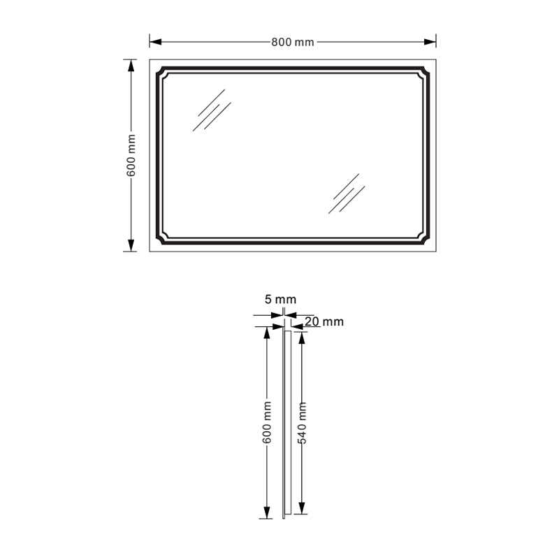 Mosmile Modern LED Anti-fog Rectangle Bathroom Illuminated Mirror