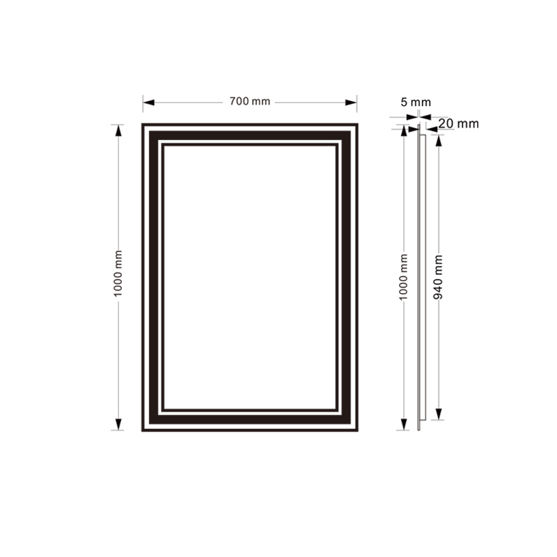 Mosmile Hotel Rectangle Wall Hanging LED Light Bathroom Mirror